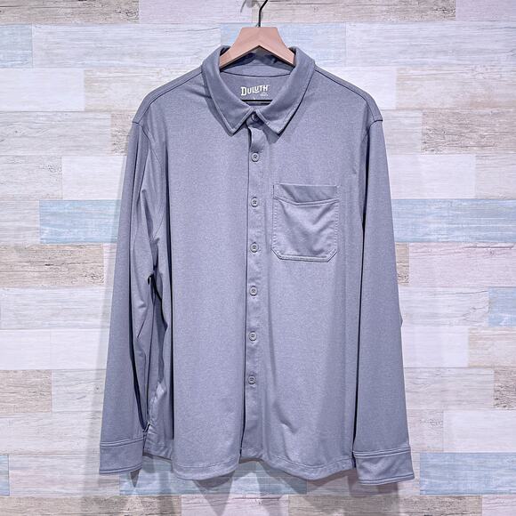 DULUTH Trading Co Long Sleeve Performance Button Down Shirt Gray Mens Large - Picture 1 of 6